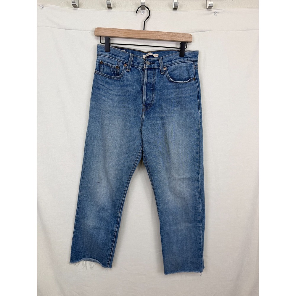 Levi's Wedgie Straight Denim Jeans Women 29 Blue High Rise Ankle Crop